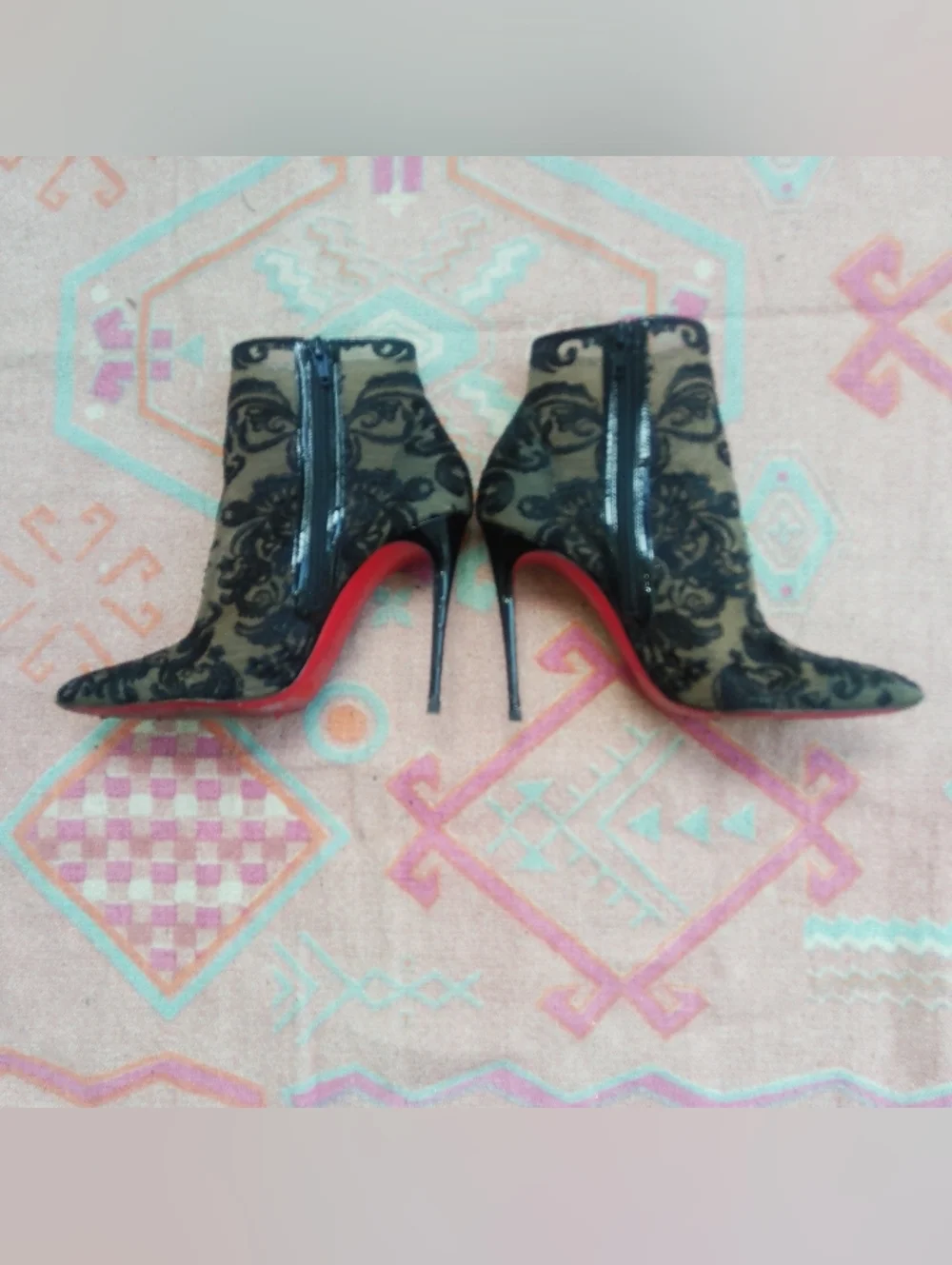 Christian Louboutin Black Mesh Lace Gipsy Ankle Boot - Picture 4 of 15